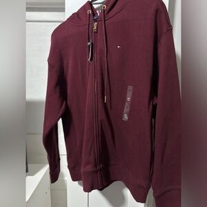 Tommy Hilfiger womens Maroon Zip-Up Sweater